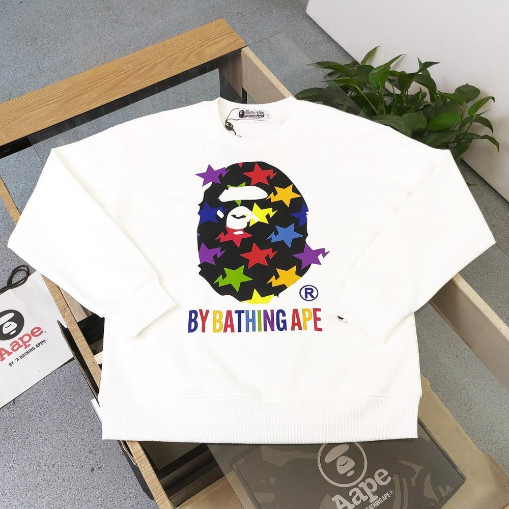 BAPE monogram print men's and women's round neck sweatshirt